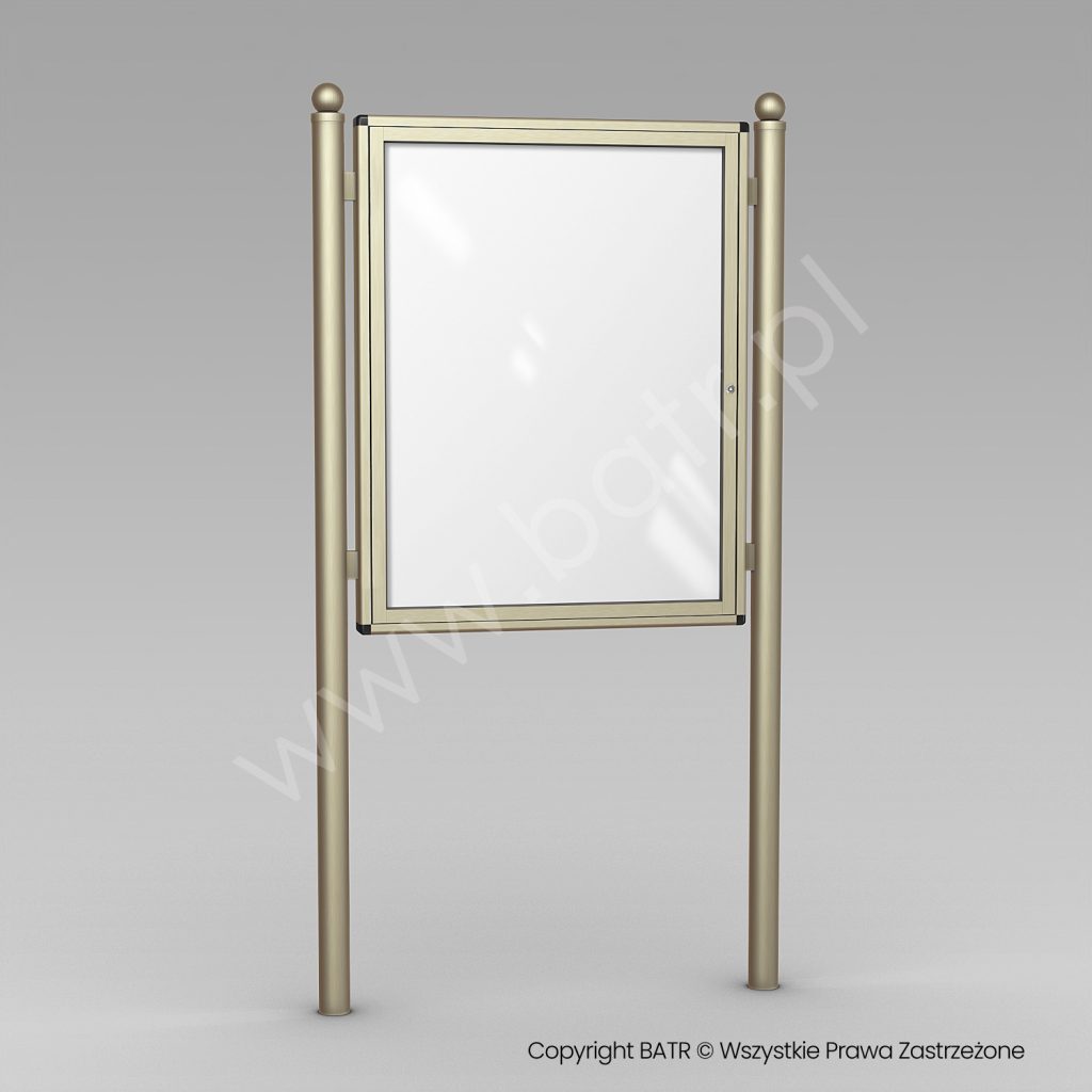 Gablota ogłoszeniowa zewnętrzna jednodrzwiowa na konstrukcji wolnostojącej